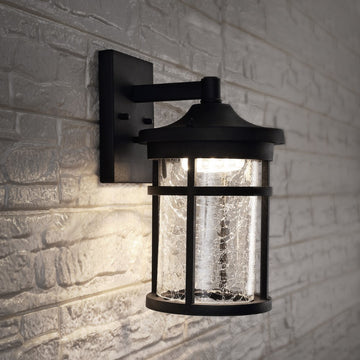 Campo Outdoor Wall Lantern Crackled Glass/Metal Integrated LED Wall Sconce - JONATHAN Y